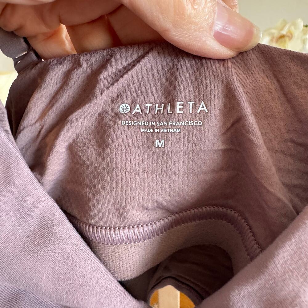 Athleta Cinch Longline Bra Floral Mauve Lavender M - Picture 3 of 8